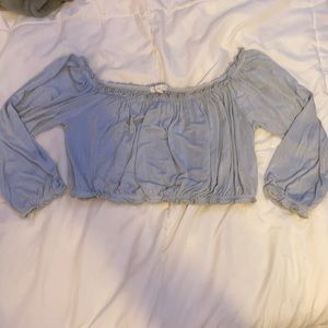 Beautiful blue off the shoulder crop top